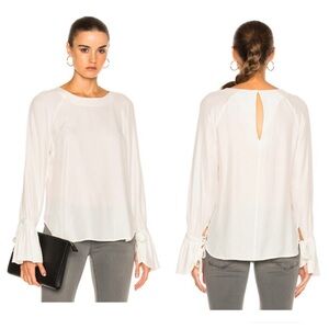 Frame Voluminous Cuff Silk Blouse Off White S